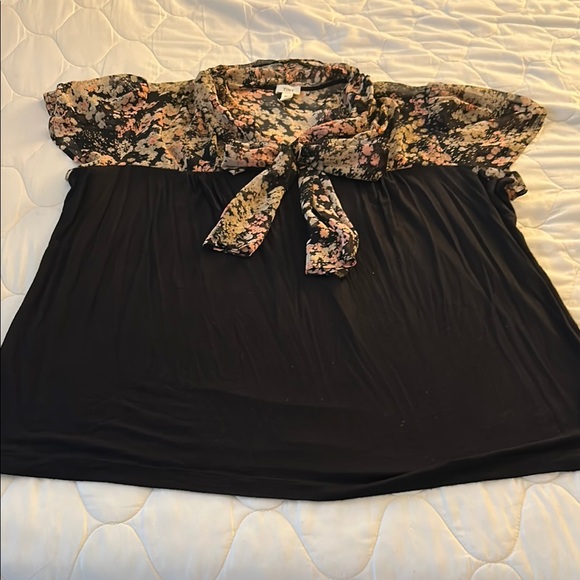 Anthropologie Tie Floral Black Women's Top - Picture 6 of 6